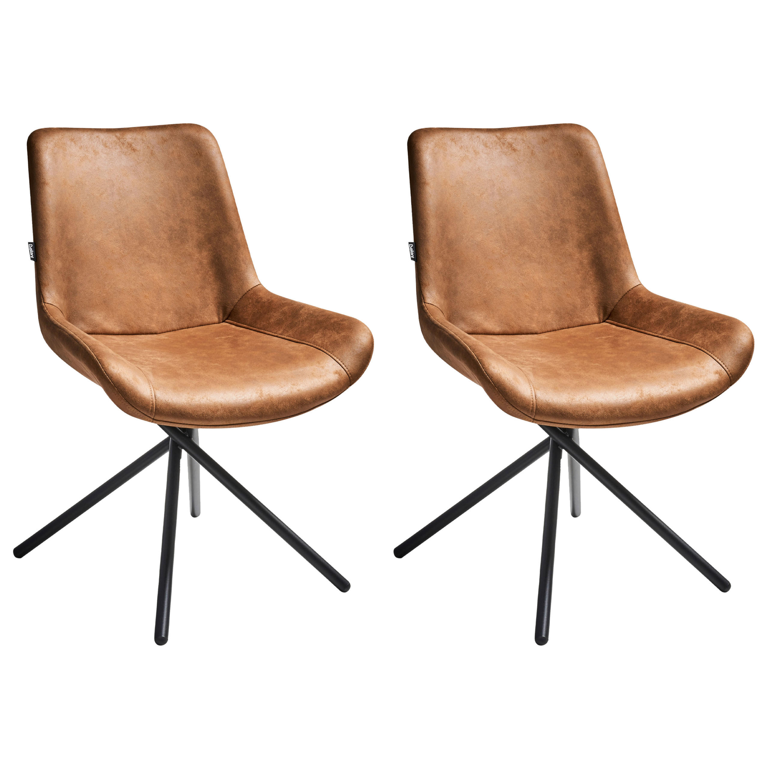 ESSZIMMERSTUHL 2er-Set Kunstwildleder Goldbraun Hailey - Goldfarben, Textil (56/85/56cm) - Beliani