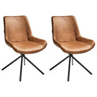 ESSZIMMERSTUHL 2er-Set Kunstwildleder Goldbraun Hailey - Goldfarben, Textil (56/85/56cm) - Beliani