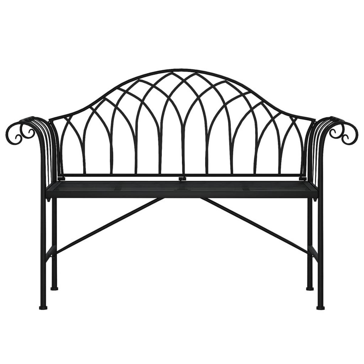 2-SITZER-GARTENBANK 128 cm Schwarz Stahl - Schwarz, Metall (128/88/44.5cm) - furnicato