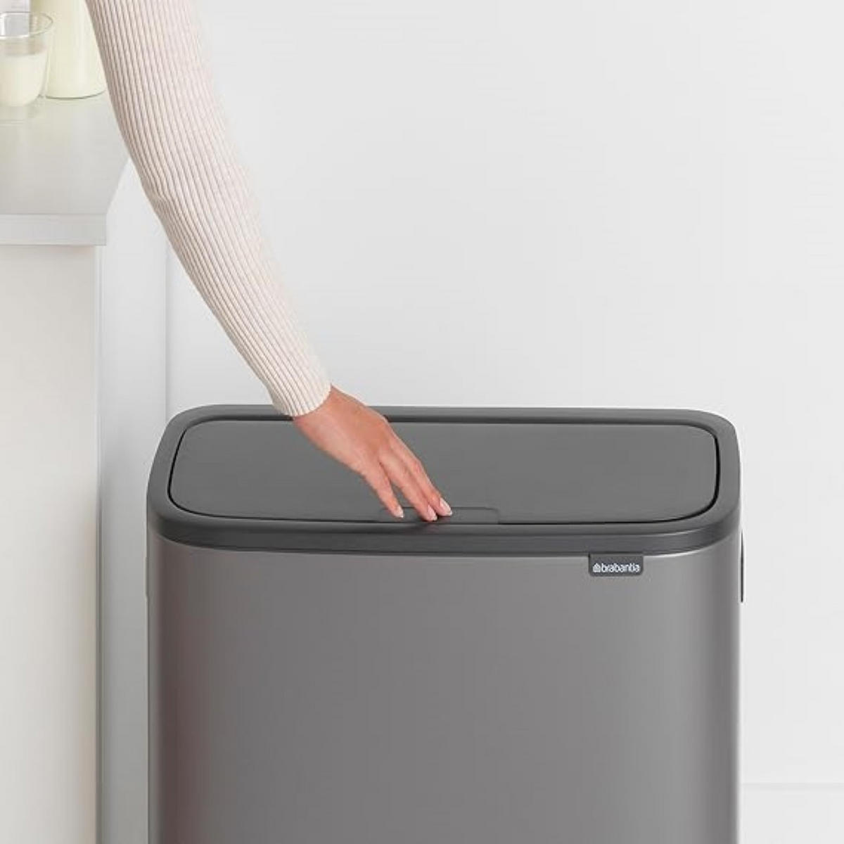 MÜLLEIMER Mit Touch Öffnung 2x30 Liter 65,6x54,5x31 cm Platin - Silberfarben, Metall (54.5/65.6/31cm) - PROREGAL