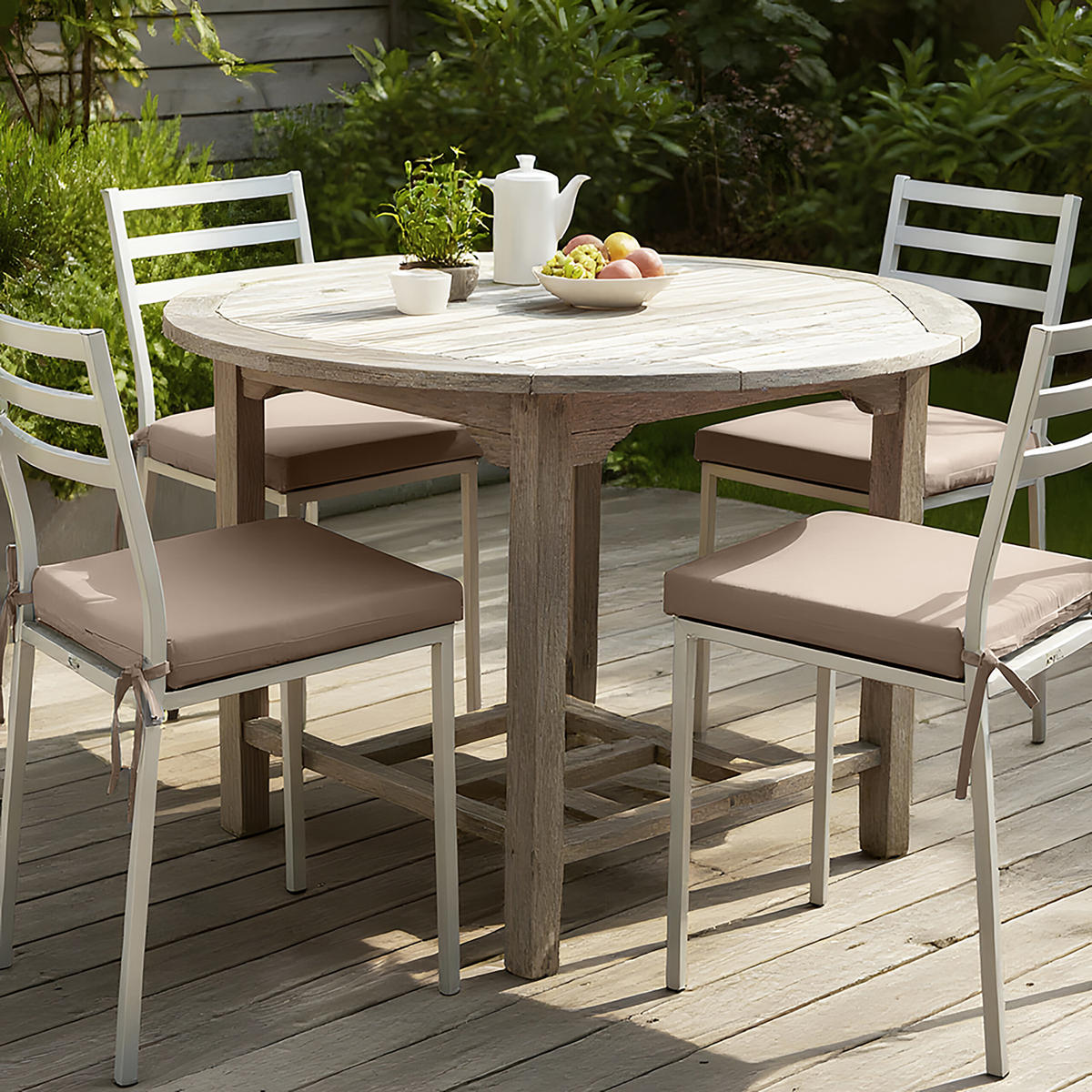 4XSEDÁK na židli - béžová, textil (40/40/3cm) - Relaxdays