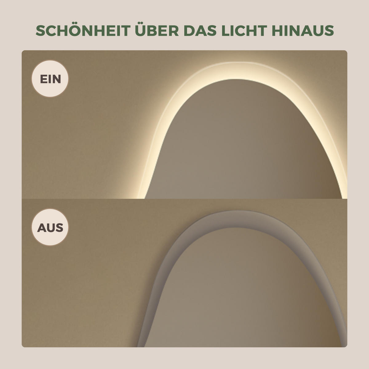 BADSPIEGEL mit Beleuchtung 48/72 cm asymmetrisch rahmenlos LED dimmbar mit Antibeschlag - Transparent, Glas (72/48/2.5cm) - S'AFIELINA