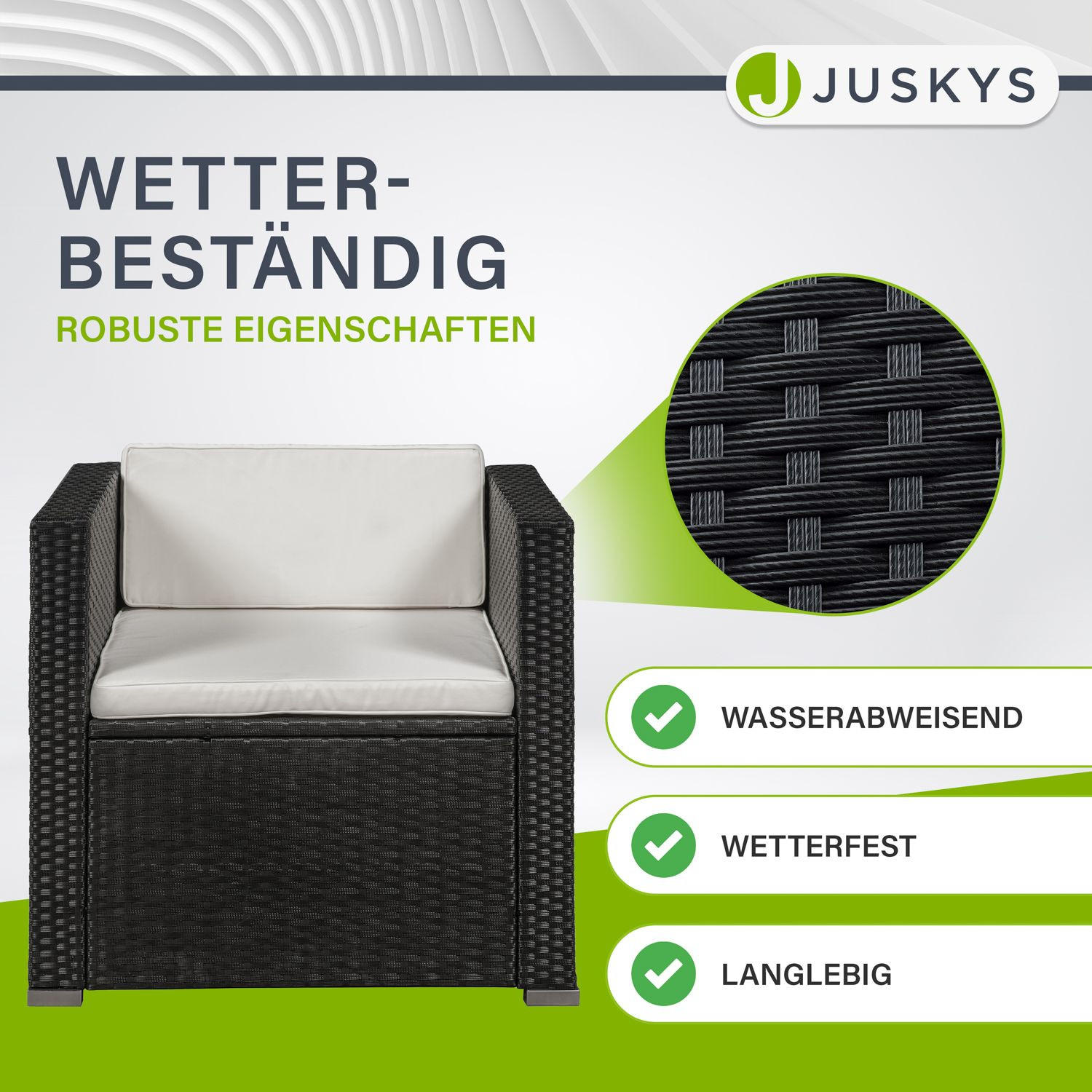 LOUNGEGARNITUR Punta Cana 4-tlg. - Creme/Schwarz, Kunststoff - Juskys