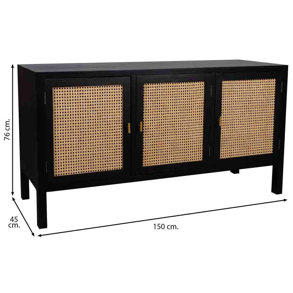 Thumbnail - Wanderlust Sideboard, Schwarz, Holz, 150x76x45 cm, Wohnzimmer, Kommoden & Sideboards, Sideboards