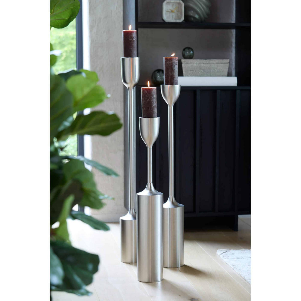 KERZENLEUCHTER Velez Silber 13/13/77 cm - Silberfarben, Metall (13/77/13cm) - Light & Living