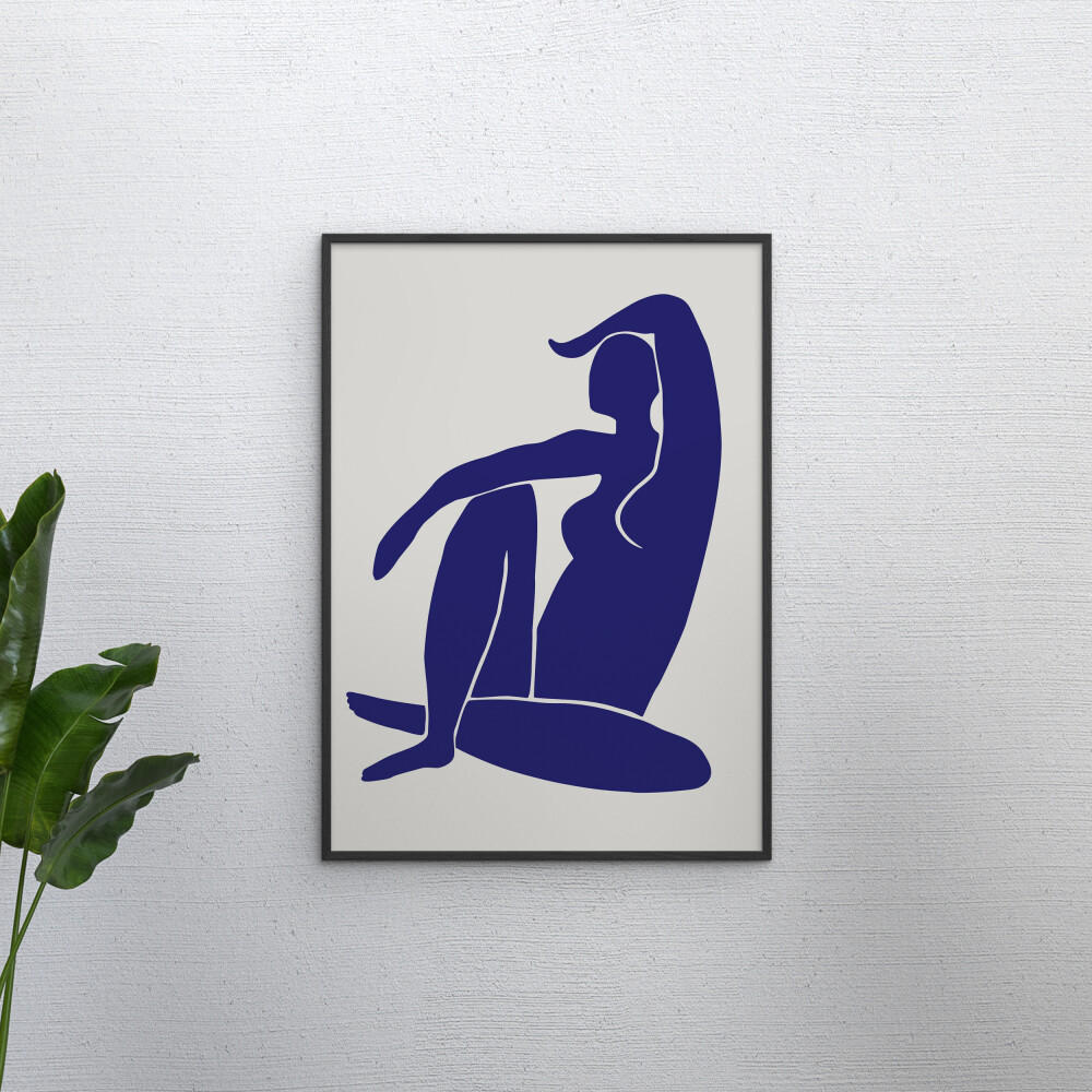 POSTER mit Rahmen Affordable Art Prints - Figure Bleu - Blau/Schwarz, Holz/Papier (30/40cm) - Poster&Frame