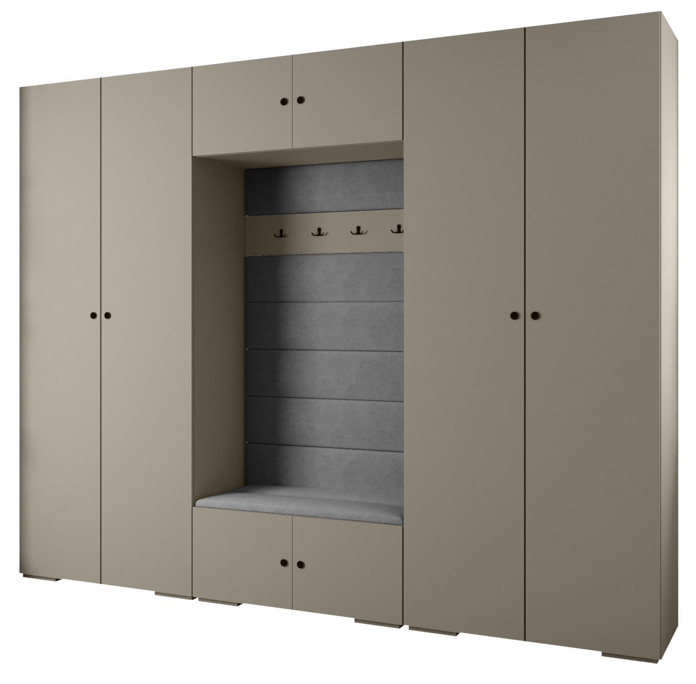 Abiks Möbel Garderoben-Set Kaschmir, Grau, Schwarz 300x236.7x47 cm