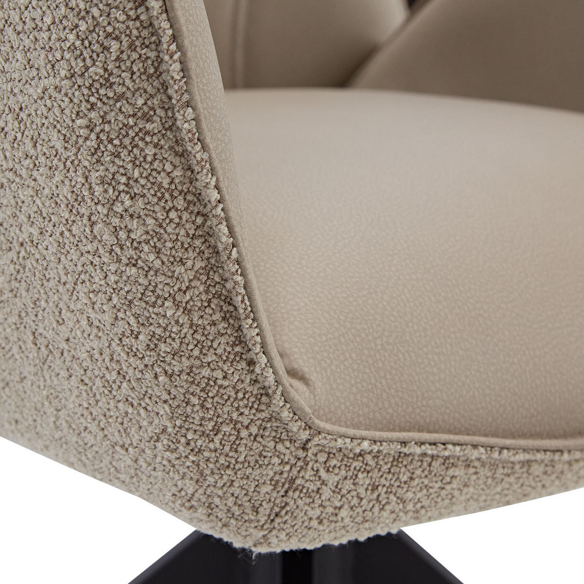 ARMLEHNENSTUHL in Bouclé 4 Stück Beige drehbar - Beige, Textil (59/90/60cm) - Homestyle4u