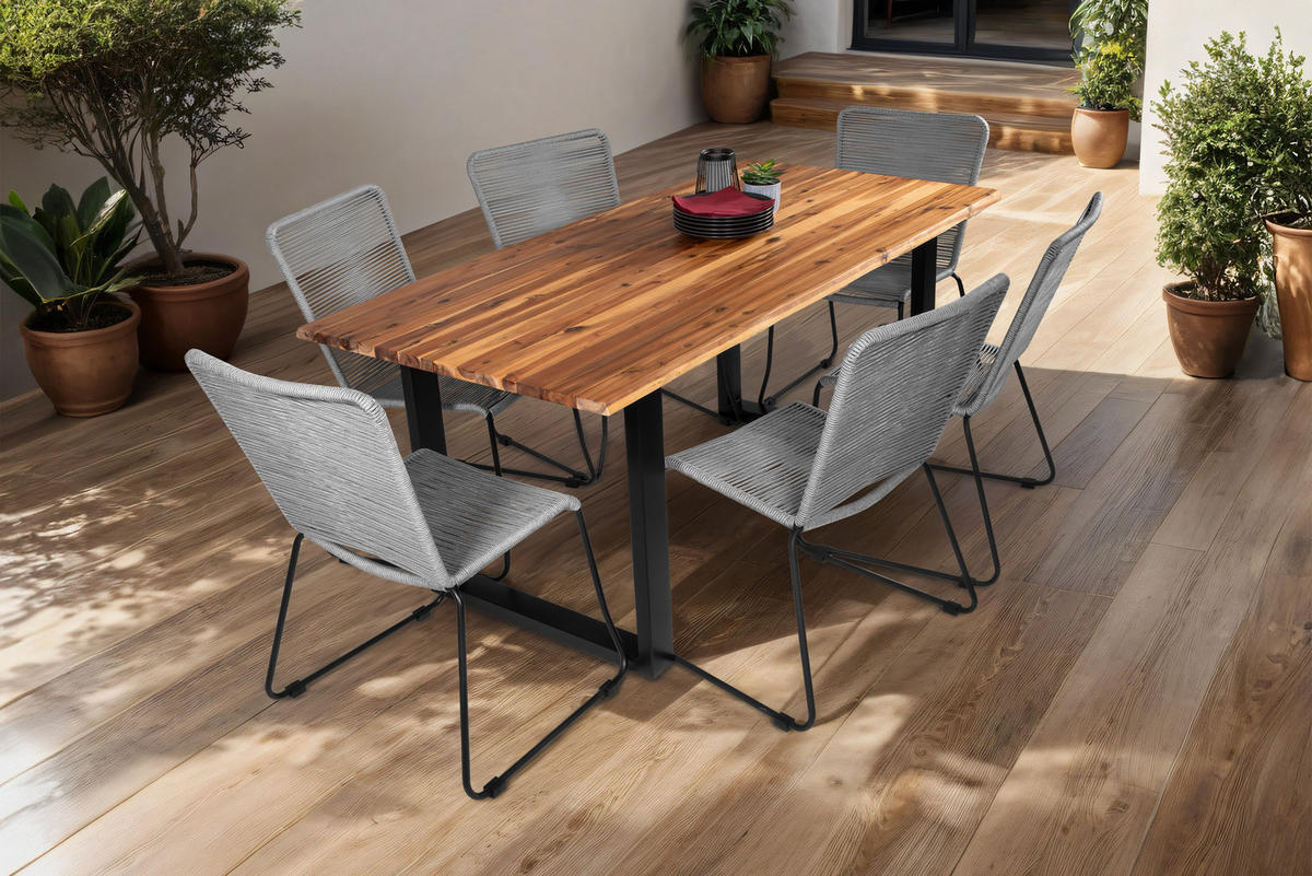 GARTENSTUHL 2ER-SET ISRA - Grau, Textil/Metall (58/88/55cm) - SAM