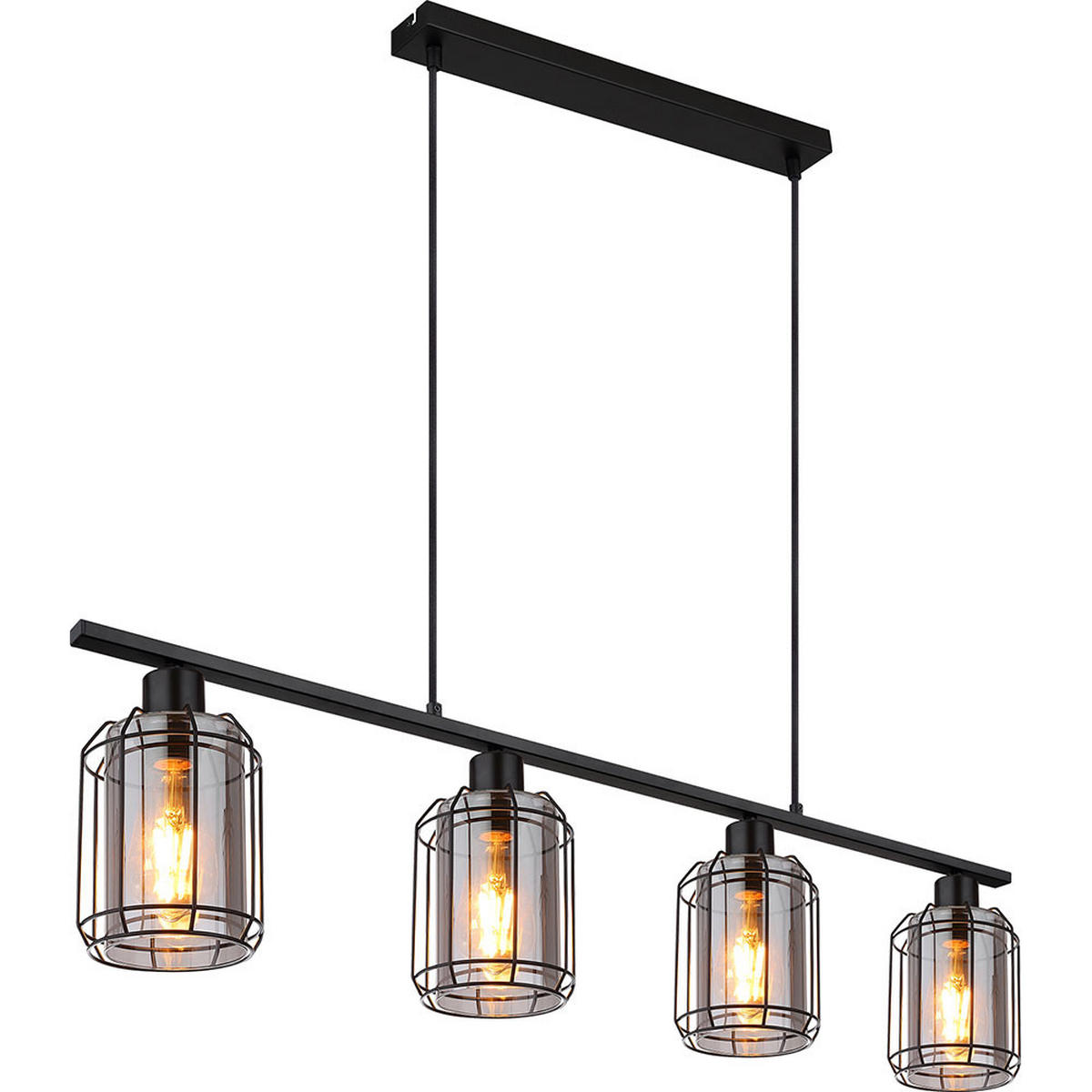 HÄNGELEUCHTE Gorley Metall Schwarz Rauchoptik, 4-flammig - Schwarz, Glas (99/13.1/120cm) - Globo Lighting