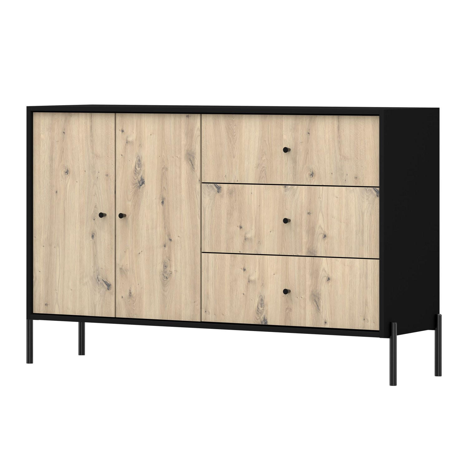 SIDEBOARD Raviero Schwarz/Artisan Eiche, 150 cm - Beige/Schwarz, Holzwerkstoff/Metall (150/98/40cm) - Selsey