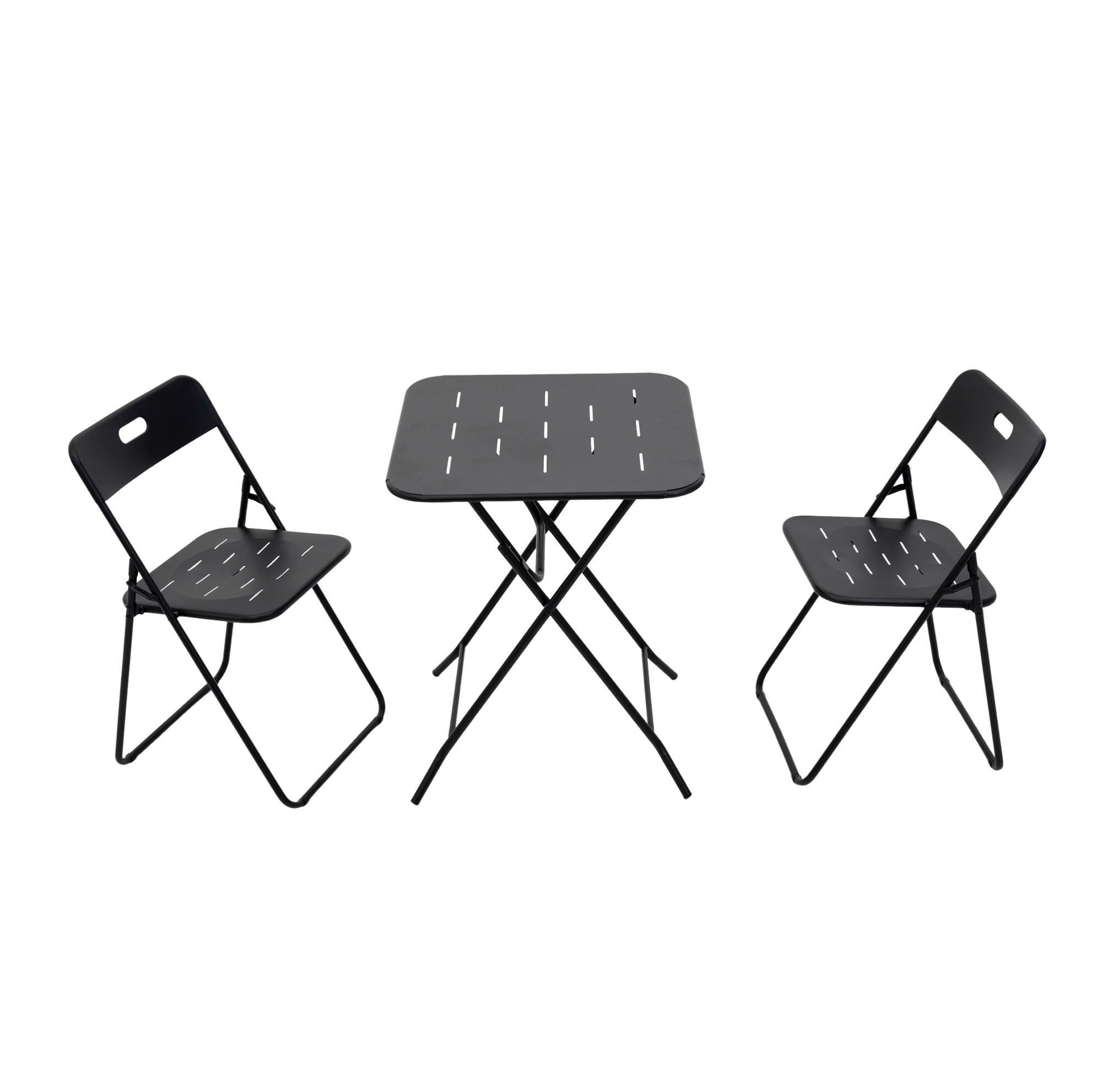 GARTENSET 60/73/60 cm Schwarz aus Stahl mit Klappfunktion 3er Set - Schwarz, Metall - OKMYHOME