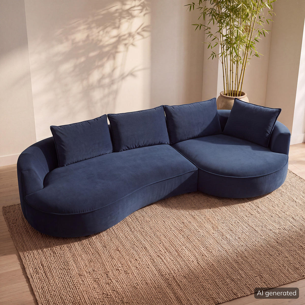 BIGSOFA - Dunkelblau, Naturmaterialien/Kunststoff (322/82/154cm) - home24
