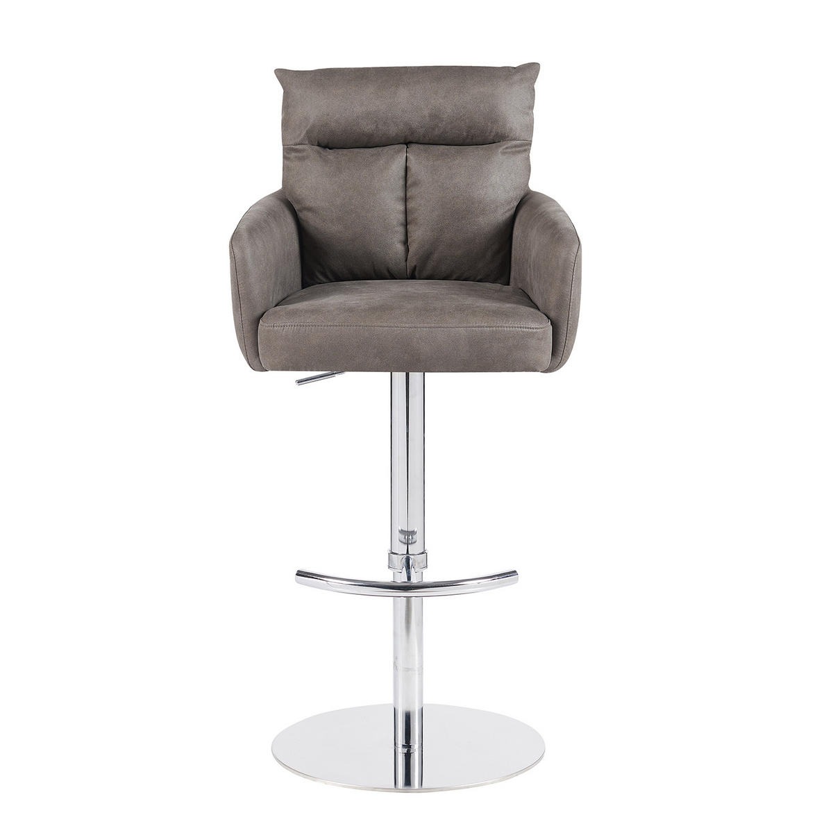 BARHOCKER Leo - Taupe/Chromfarben, Textil/Metall (54/96/57cm) - DUBI Möbel
