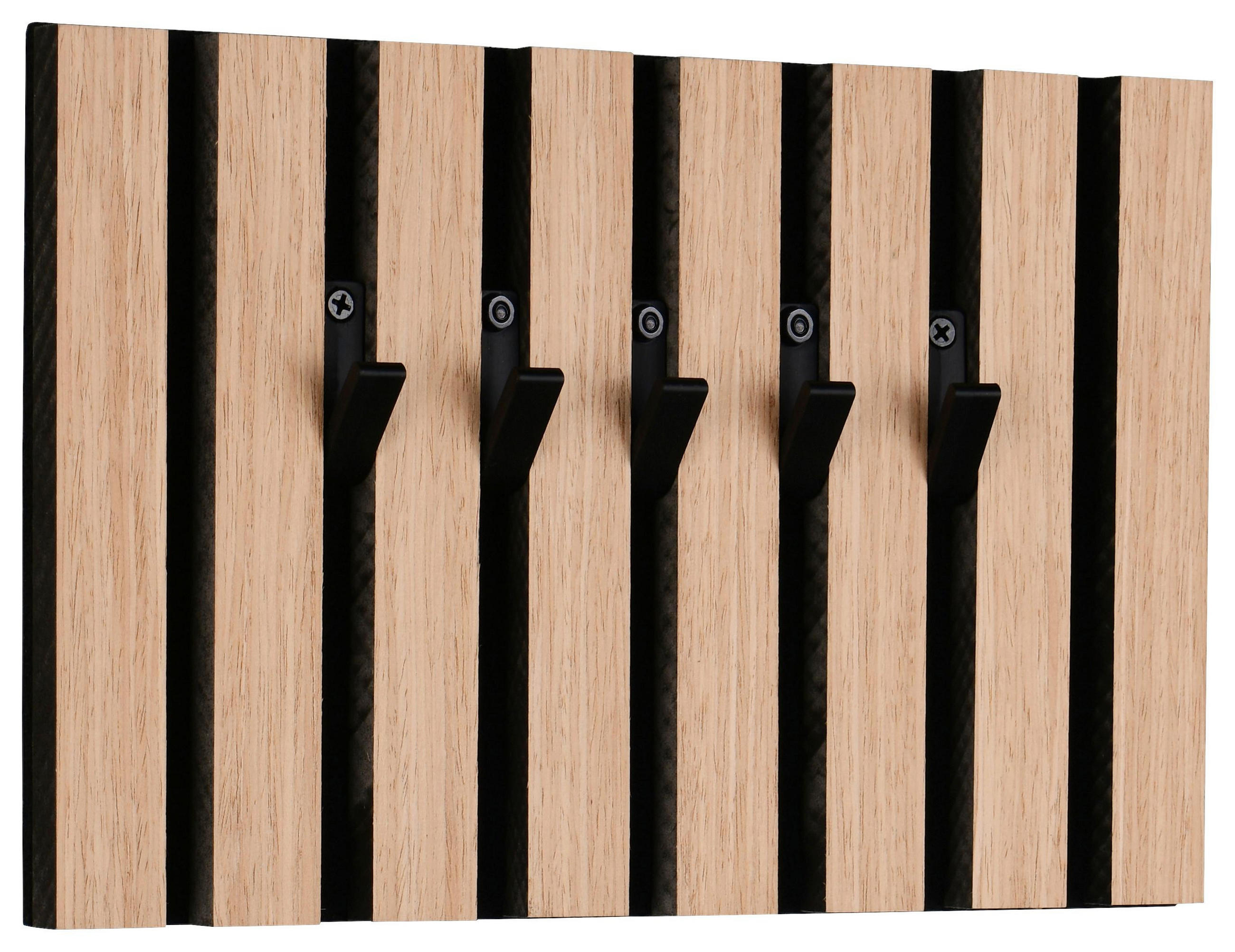 SCHLÜSSELBOARD Grace Schwarz/Eiche inkl. 5 Haken - Schwarz, Textil (31/20/2cm) - Mömax