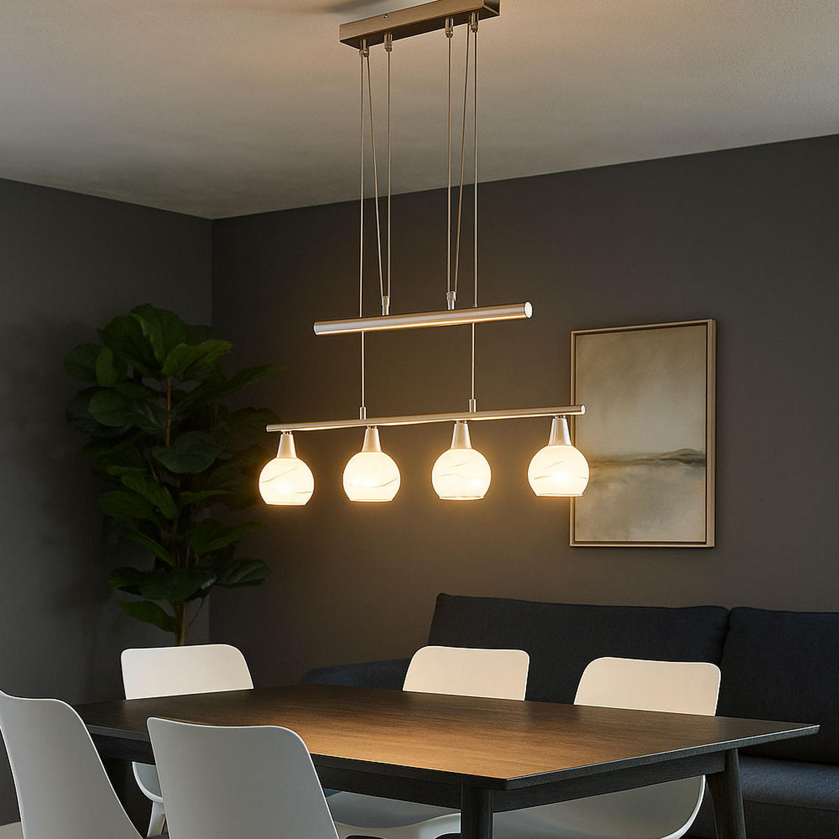 LED HÄNGELAMPE Metall Silber - Silberfarben, Glas (60/10/160cm) - Globo Lighting