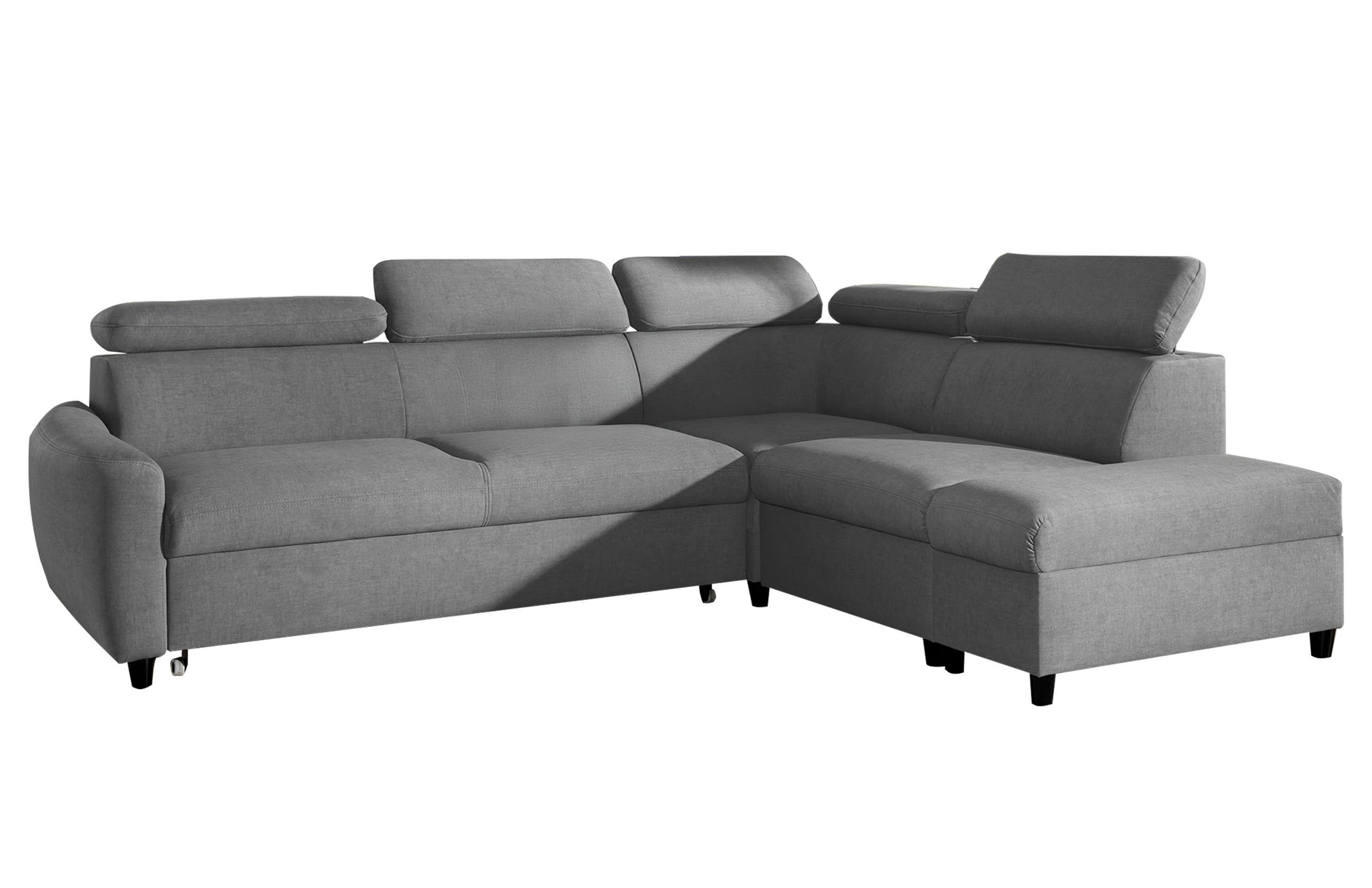 ECKSOFA L Form Olettio Grau 265/205/96 cm Rechts mit Schlaffunktion - Schwarz/Grau, Kunststoff/Textil (265/205cm) - AX Living