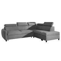 ECKSOFA L Form Olettio Grau 265/205/96 cm Rechts mit Schlaffunktion - Schwarz/Grau, Kunststoff/Textil (265/205cm) - AX Living