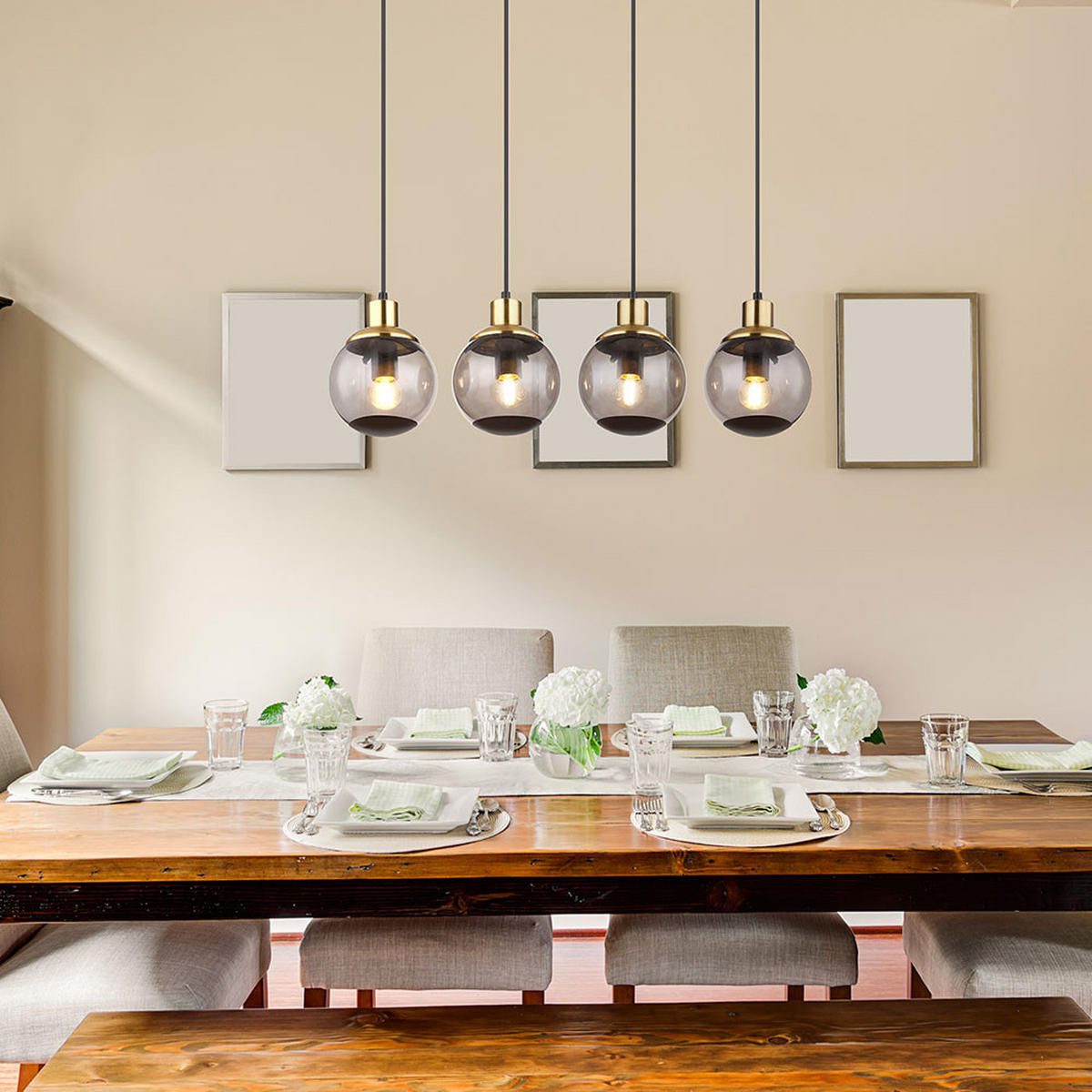 LED HÄNGELEUCHTE Metall Schwarz matt - Schwarz, Glas (75/15/110cm) - Globo Lighting