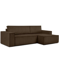 ECKSCHLAFSOFA-RECHTS NAPI in Pet Friendly Cord-Stoff, dunkelbraun - Dunkelbraun/Schwarz, Textil (262/148cm) - KONSIMO®