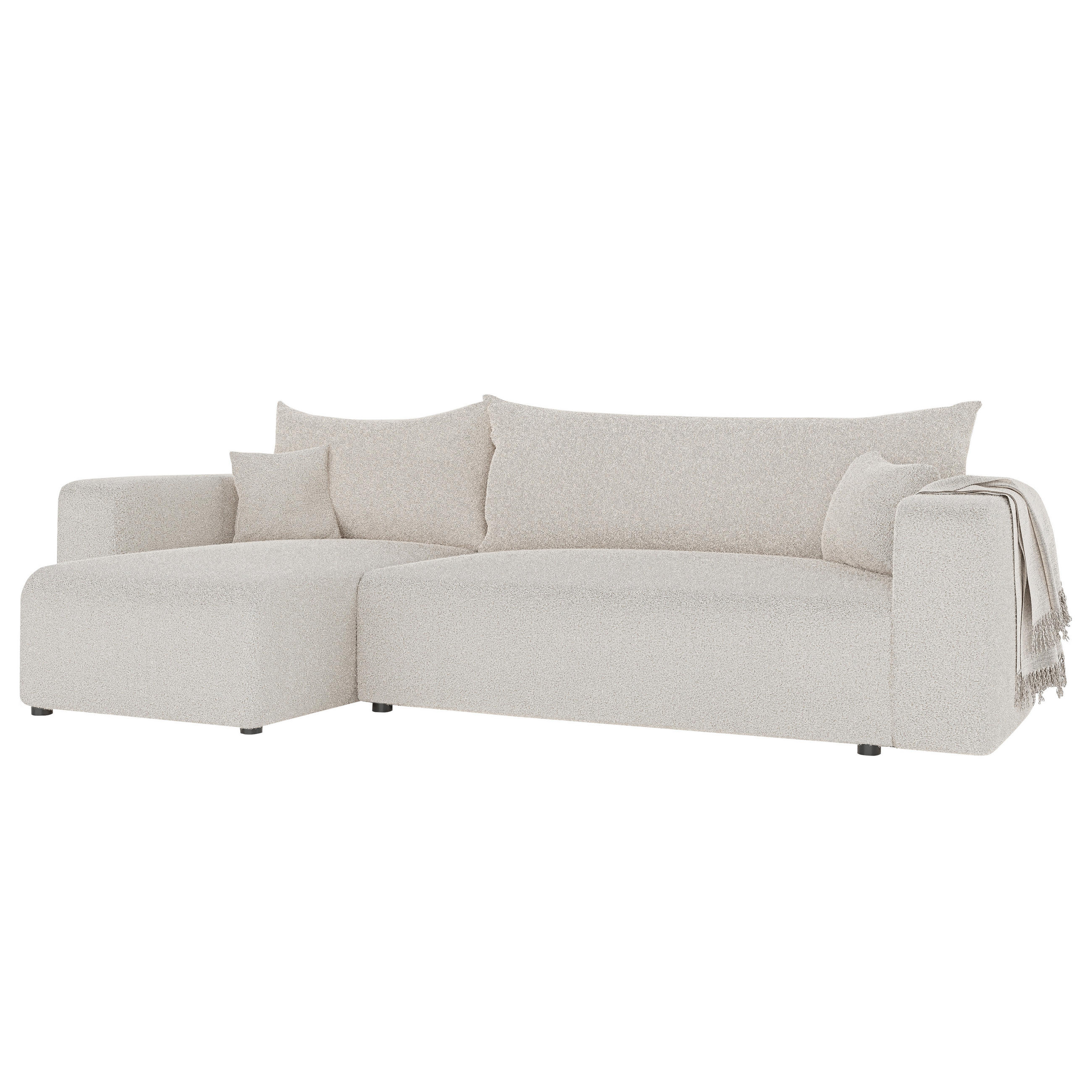ECKSOFA Creme in Bouclé, Teddystoff mit Bettkasten - Creme, Textil (248/145cm) - Idohome