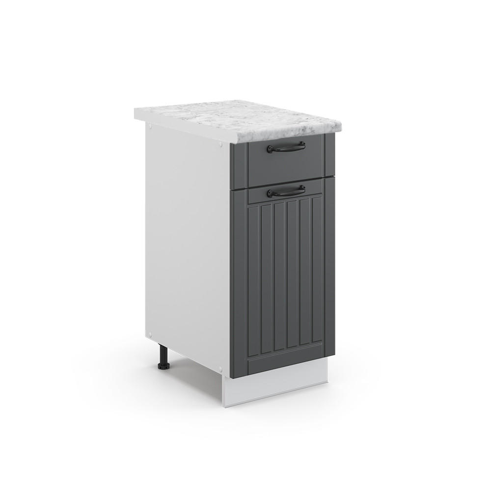 KÜCHENUNTERSCHRANK Fame-Line Anthrazit Landhaus 40 cm, AP Marmor - Dunkelgrau/Anthrazit, Holzwerkstoff (40/82/60cm) - Vicco