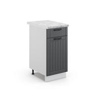 KÜCHENUNTERSCHRANK Fame-Line Anthrazit Landhaus 40 cm, AP Marmor - Dunkelgrau/Anthrazit, Holzwerkstoff (40/82/60cm) - Vicco