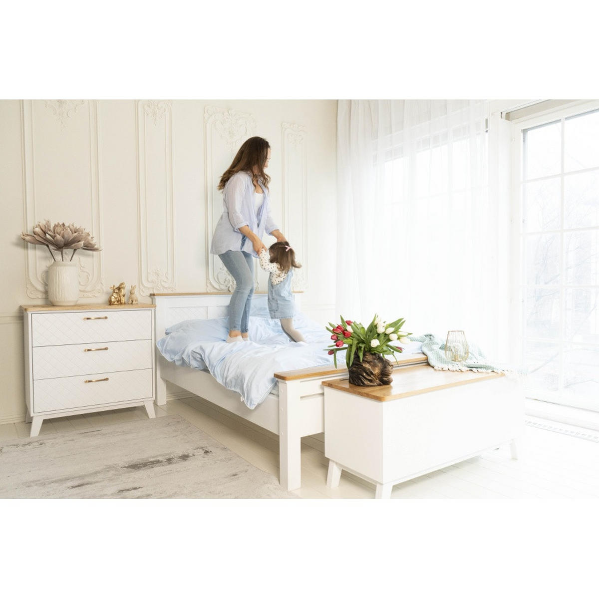 BETT 100x200 cm - Weiß/Naturfarben, Holz (100/200cm) - MSL wooden furniture