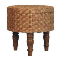 HOCKER Regency Rund Geflochten, Braun - Hellbraun, Holz (40/40/40cm) - Artisan Furniture