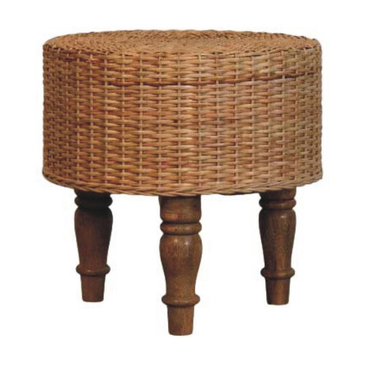 HOCKER Regency Rund Geflochten, Braun - Hellbraun, Holz (40/40/40cm) - Artisan Furniture