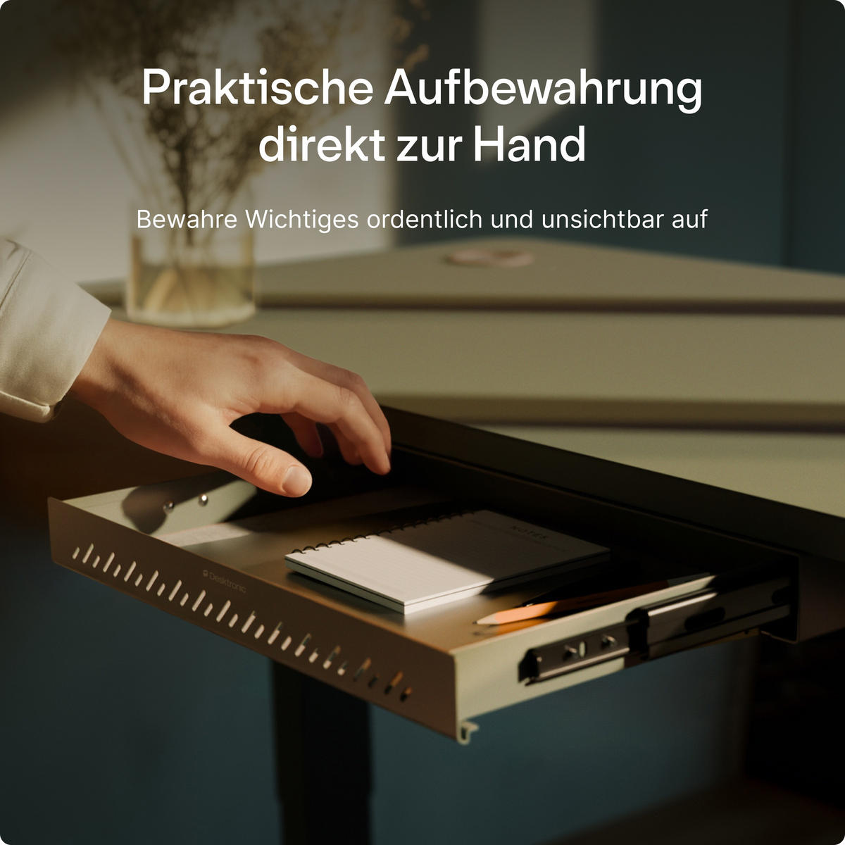 SCHUBLADEN-ORGANIZER unter dem Schreibtisch, 41x27x5cm Grün - Grün, Metall (41/27/5cm) - Desktronic