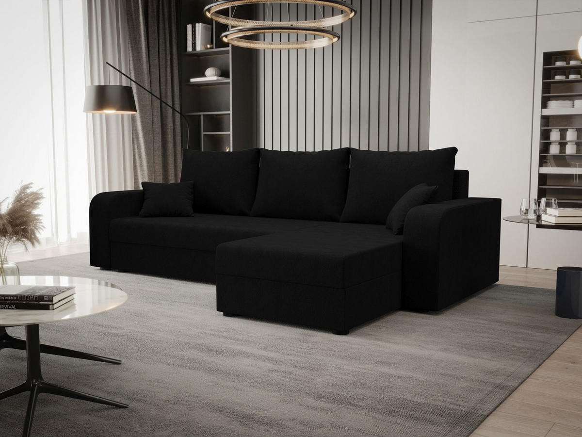 ECKSOFA HEWLET L BIS Cosmic 100 Rechts mit Schlaffunktion - Schwarz, Textil (240/140cm) - Bedante