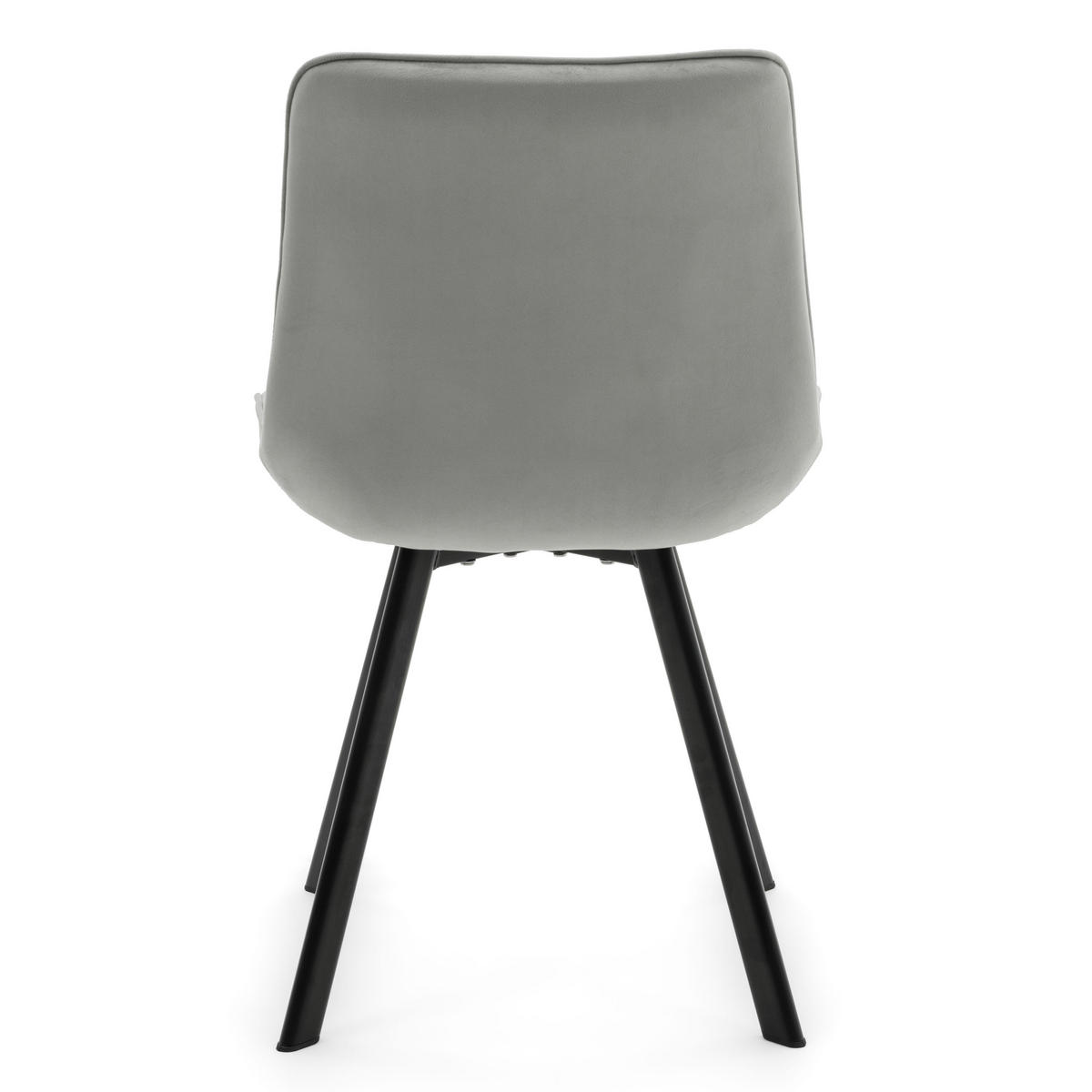 STUHL TORI gepolsterter mit Steppung - hellgrau - Samt Velour - Hellgrau/Schwarz, Textil/Metall (53/86/60cm) - NEW HOME