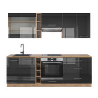 KUHINJA Fame-Line Antracit visok sijaj/zlati hrast power 235 cm brez delovne plošče - črna/medeni hrast, leseni material (235/206.8/46cm) - Vicco