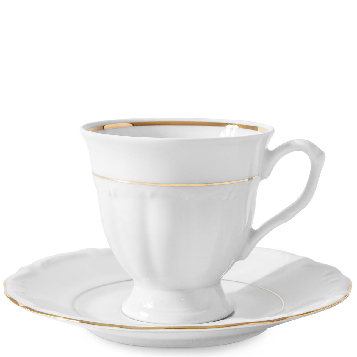 KAFFEESERVICE Chodziez MARIA TERESA 39-tlg Porzellan mit Goldrand, Weiß / Gold - Goldfarben/Weiß, Keramik (8/8/8cm) - KONSIMO®