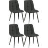 STUHL 4er Set Stoff Dunkelgrau - Dunkelgrau/Schwarz, Textil/Metall (45/84/55cm) - CLP