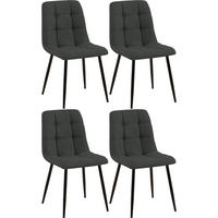 STUHL 4er Set Stoff Dunkelgrau - Dunkelgrau/Schwarz, Textil/Metall (45/84/55cm) - CLP
