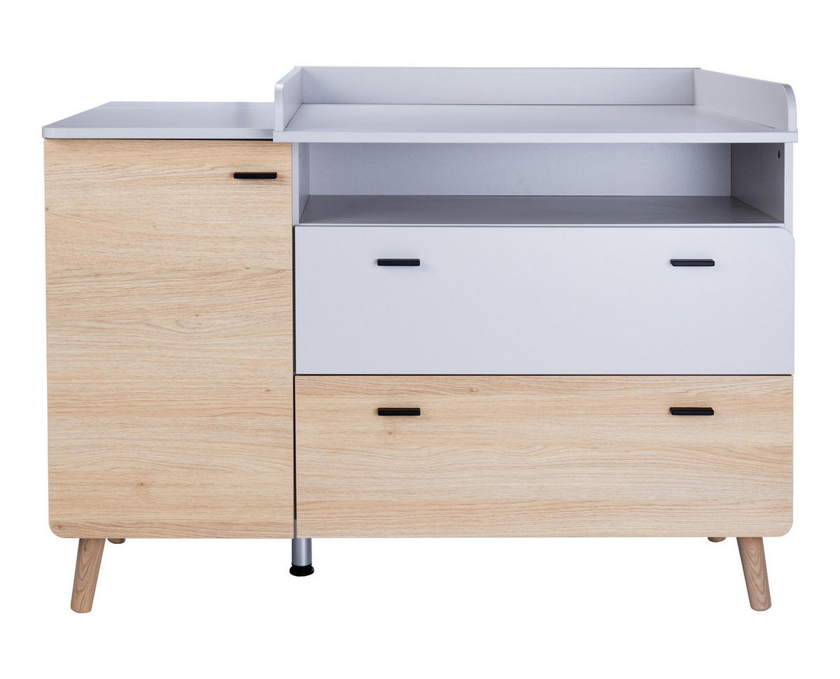 WICKELKOMMODE Lovis XL - Eichefarben/Hellgrau, Holz/Holzwerkstoff (132/100/79cm) - arthur berndt