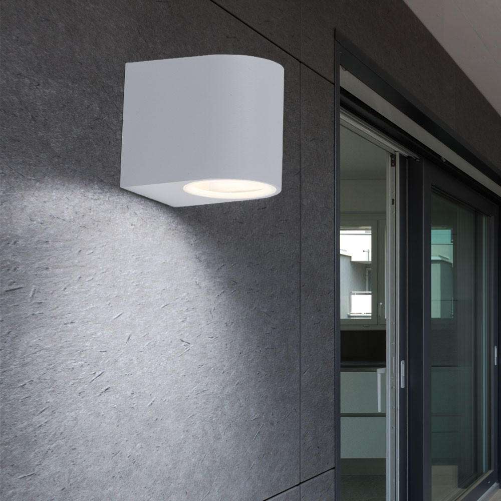 LED AUSSEN-WANDLEUCHTE Aluminium Weiß - Weiß, Metall (6.8/9.2/8cm)