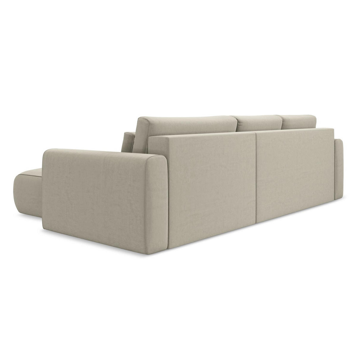 ECKSOFA mit Schlaffunktion Samt Stoff Creme - Perlmutt/Creme, Kunststoff/Textil (278/149cm) - LaMiaSofa