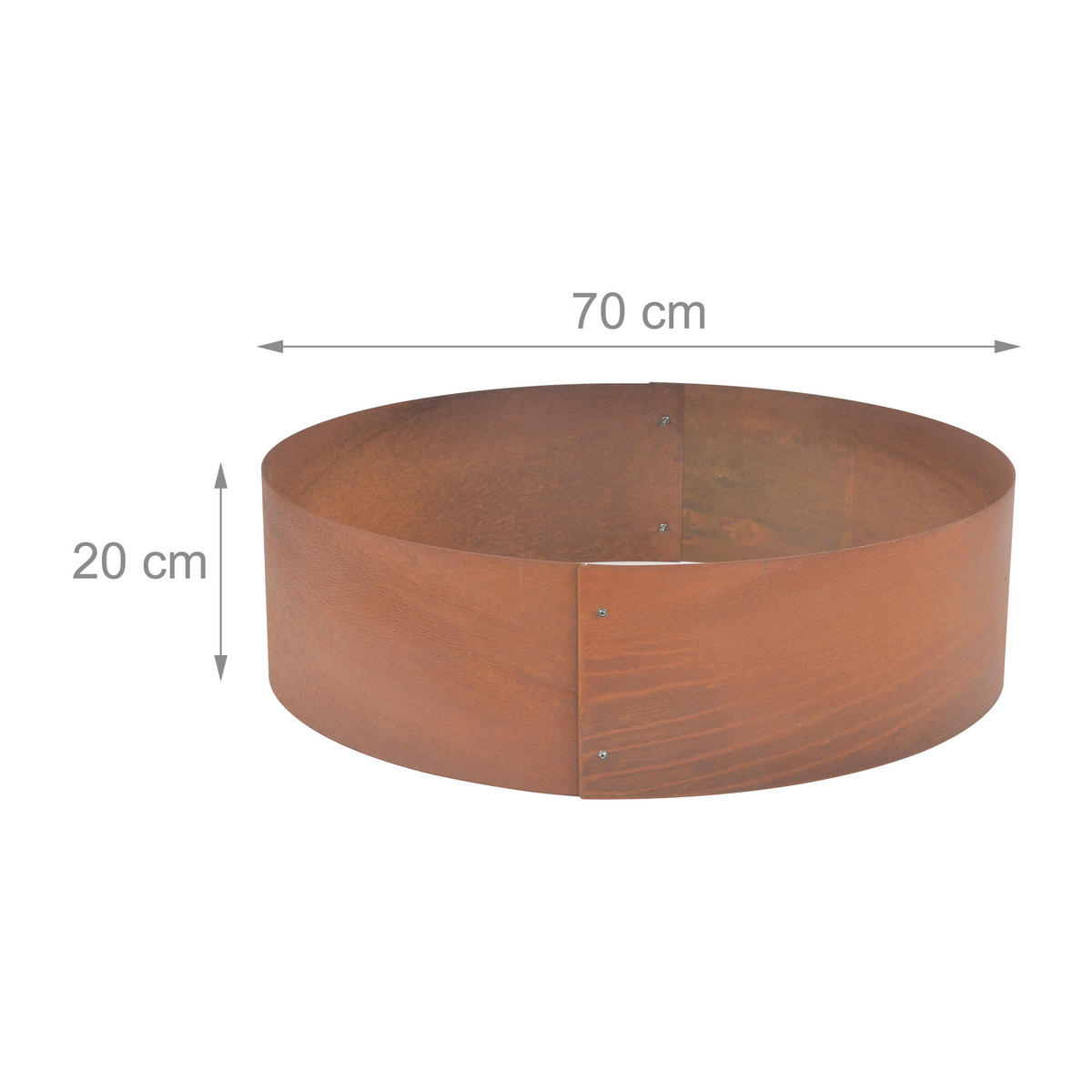 PFLANZRING Rostbraun Cortenstahl 20x70 cm - Kupferfarben, Metall (70/20/70cm) - Relaxdays