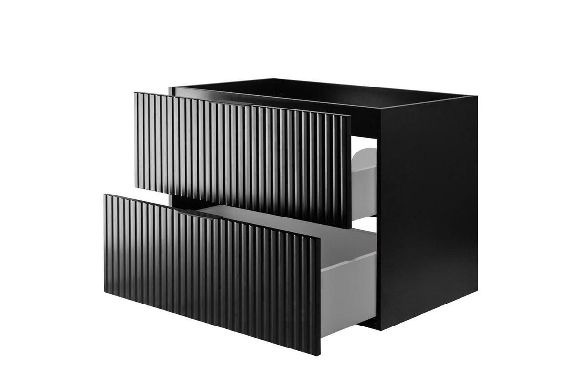 WASCHBECKUNTERSCHRANK, Schwarz, 80 x 57 x 46 cm, schwarzer Griff, ohne Arbeitsplatte - Schwarz, Holzwerkstoff (80/57/46cm) - 3XE LIVING