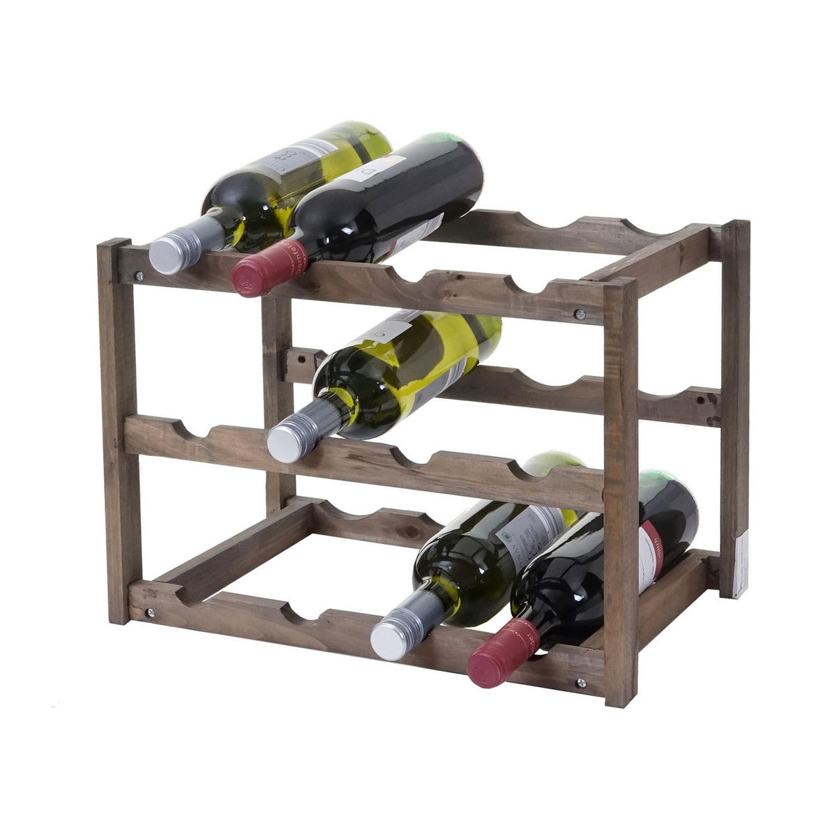 WEINREGAL 3 BÖDEN Braun - Braun, Holz (42/30/36cm) - MCW