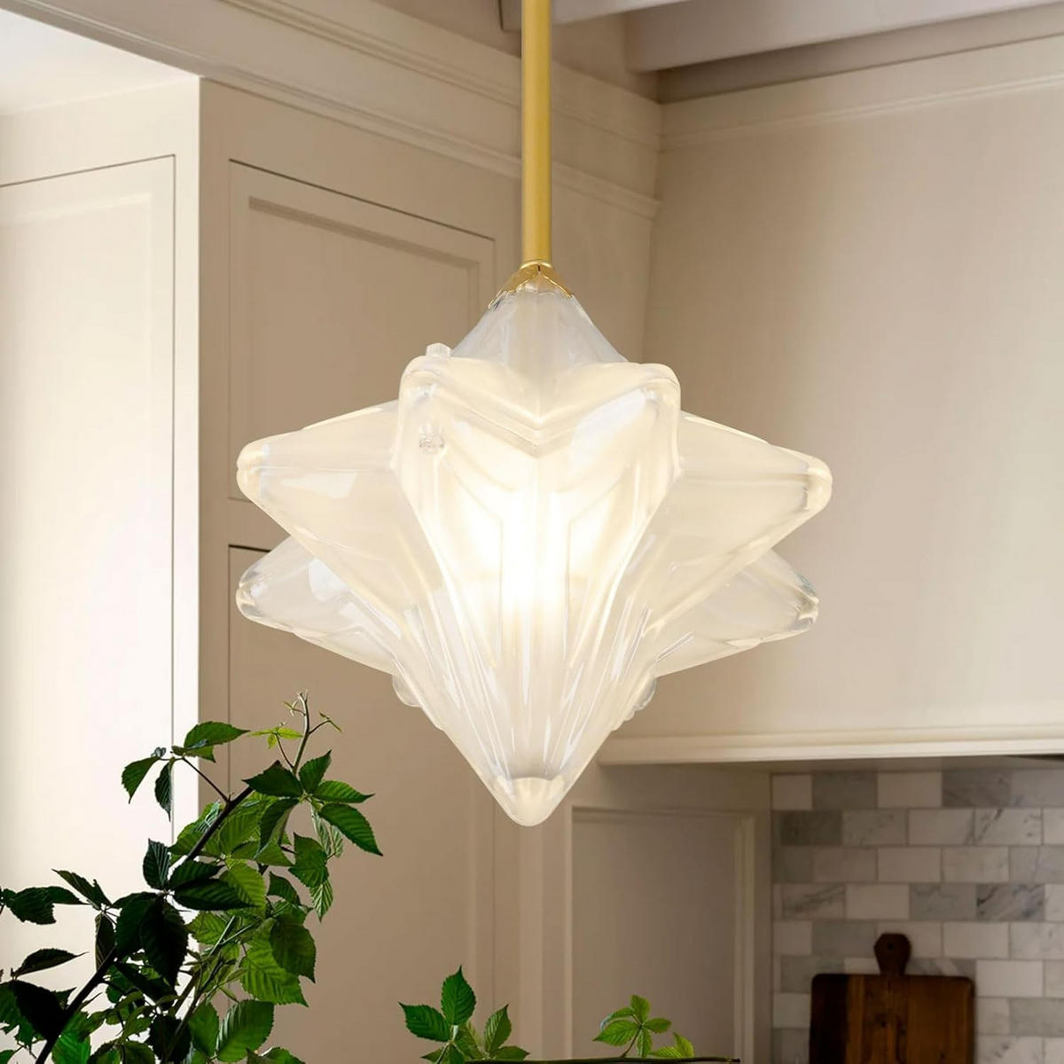 PENDELLEUCHTE Milchglas Gold Vintage, Kücheninsel Badlampe - Weiß, Metall (25/25/25cm) - Weltevree