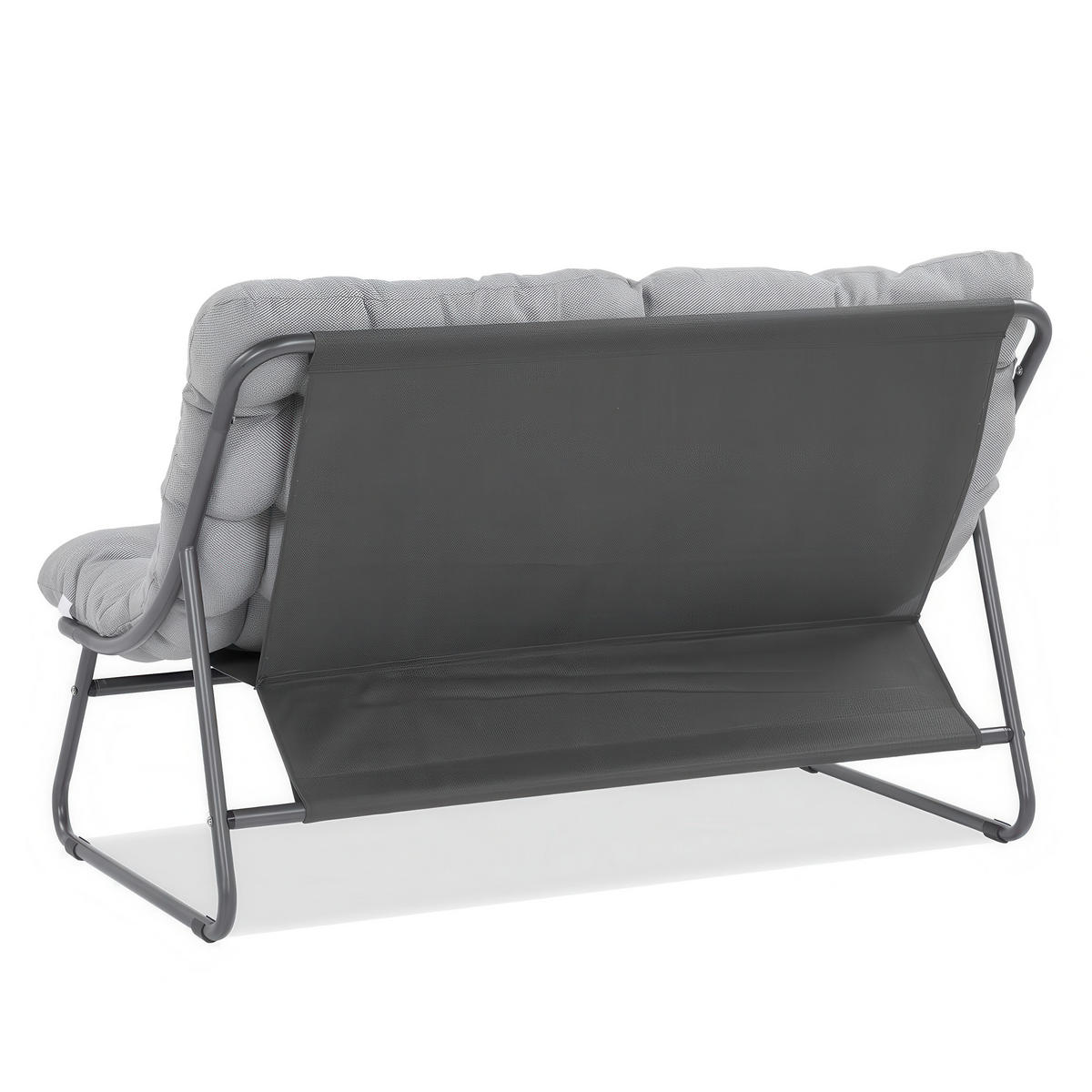 GARTENSET Solaro , aus Metall, 2 Sessel + 2-Sitzer Sofa + Couchtisch, Hellgrau - Hellgrau, Metall - Beautysofa