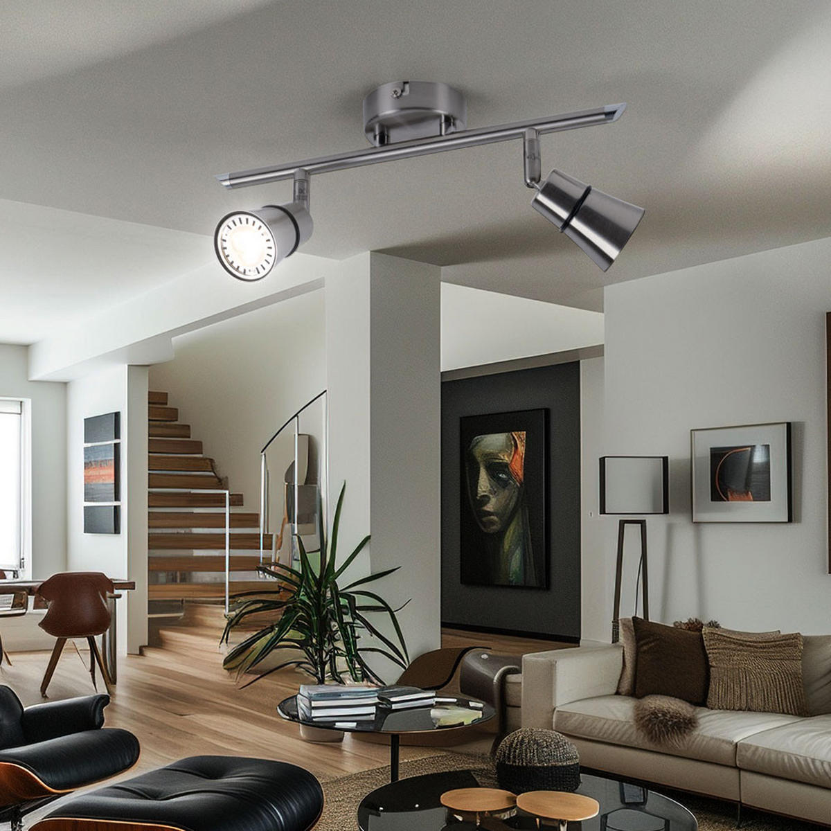 LED DECKENLEUCHTE Metall Chrom Silber - Silberfarben, Metall (34/9/14cm)