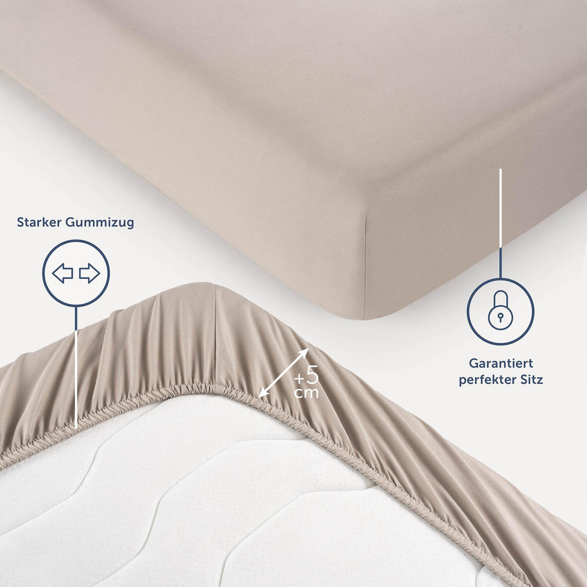SPANNBETTLAKEN 180/200/30 cm Taupe - Taupe, Textil (180/200cm) - Blumtal