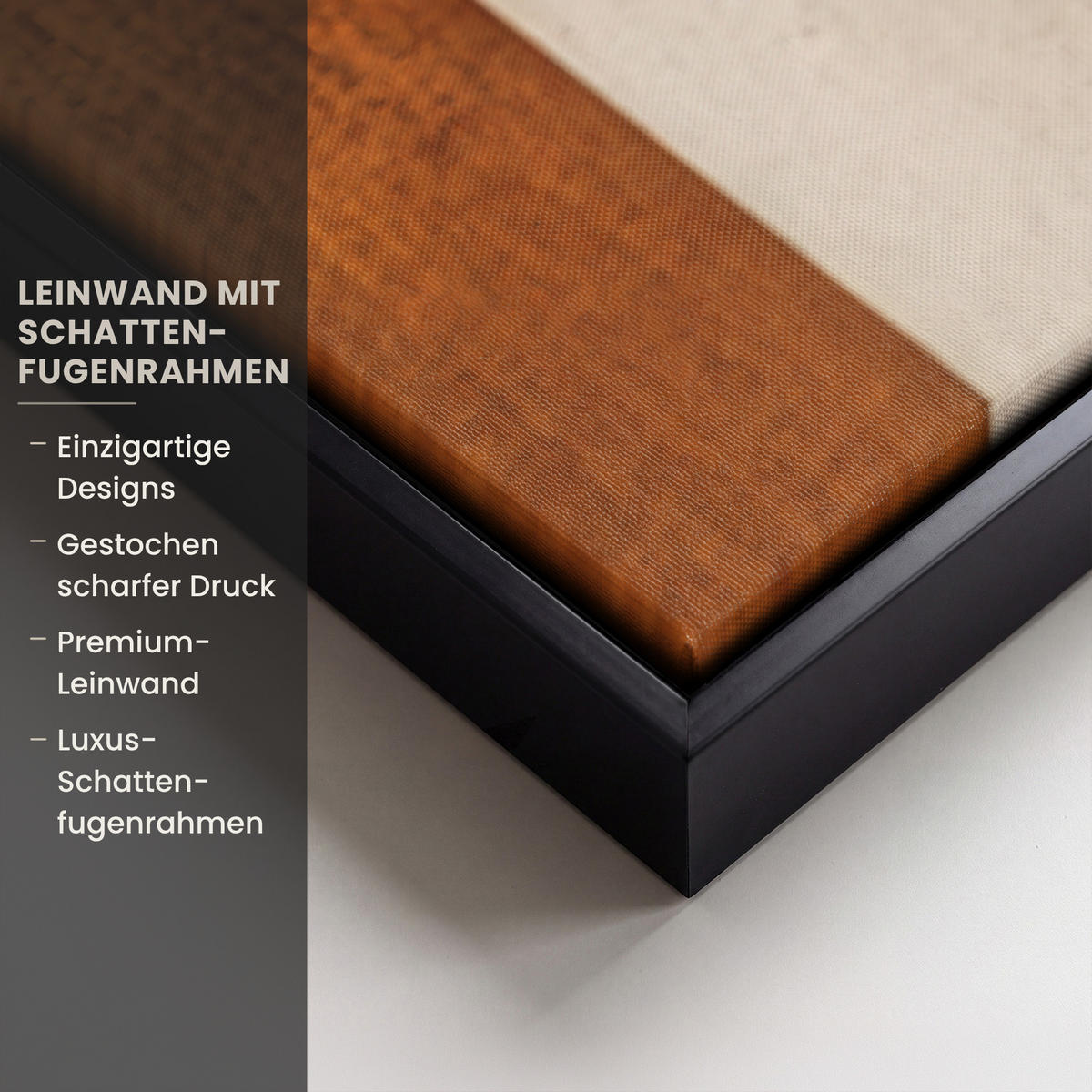 LEINWAND Bilder mit Rahmen - Abstrakt - Formen - Dunkelblau - 120x80 - Cognac, Textil (120/80cm) - MuchoWow