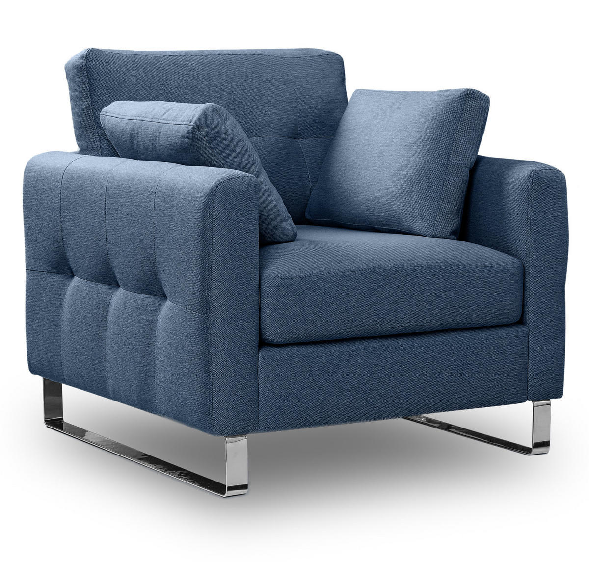 SESSEL blau Flachgewebe 93 x 94 cm, Clubsessel mit Steppoptik - Blau/Chromfarben, Holz/Textil (93/92/94cm) - Inn.Furn