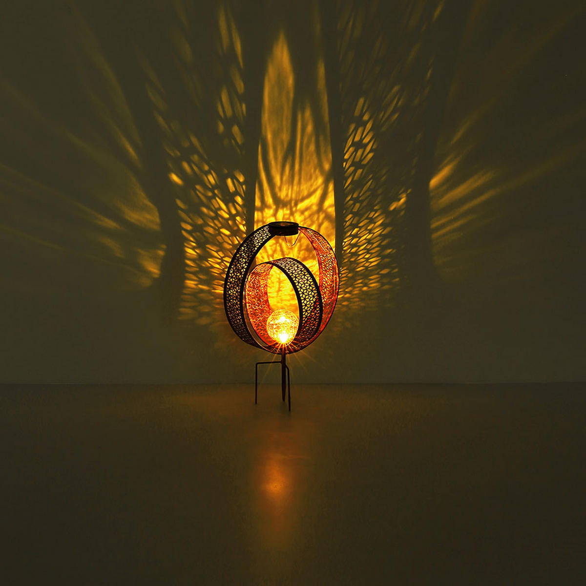 LED AUSSENLEUCHTE Solarleuchte Rost Braun - Braun, Glas (30/20/42cm) - Globo Lighting